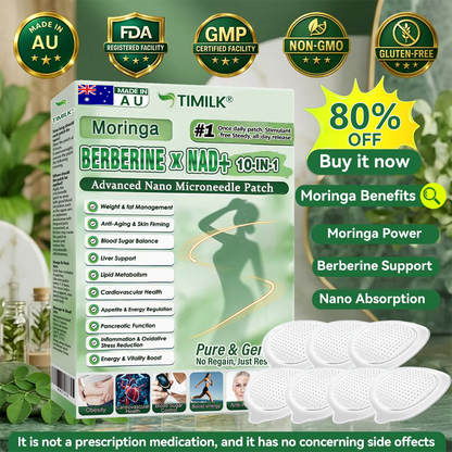 Timilk® Moringa •Berberine & NAD+ 10-in-1 Advanced Nano Microneedle Patch.